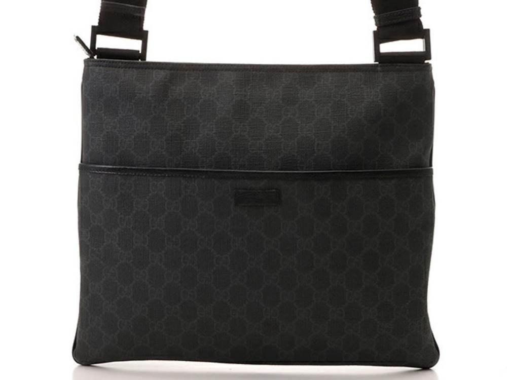 Gucci shoulder bag messenger GG Plus canvas gray black